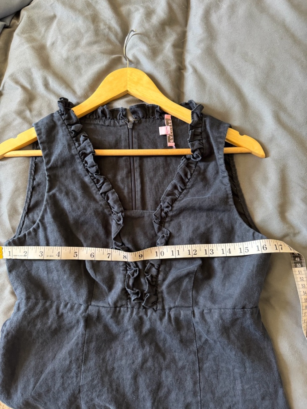 Calypso St Barth Designer Navy Blue Linen Ruffle A-Line Dress size Small - Picture 7 of 7